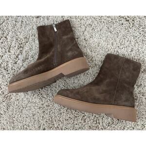 Aquatalia Brown Suede Zip Up Moto Boots Size 9